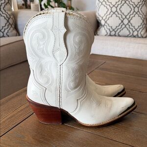 Durango Cream Western Ankle Boots